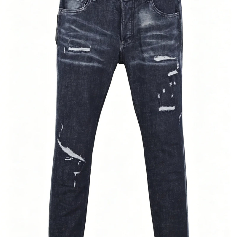 6057 Four Seasons New Men's Wear Washed Ripped Patch | SAMAG
