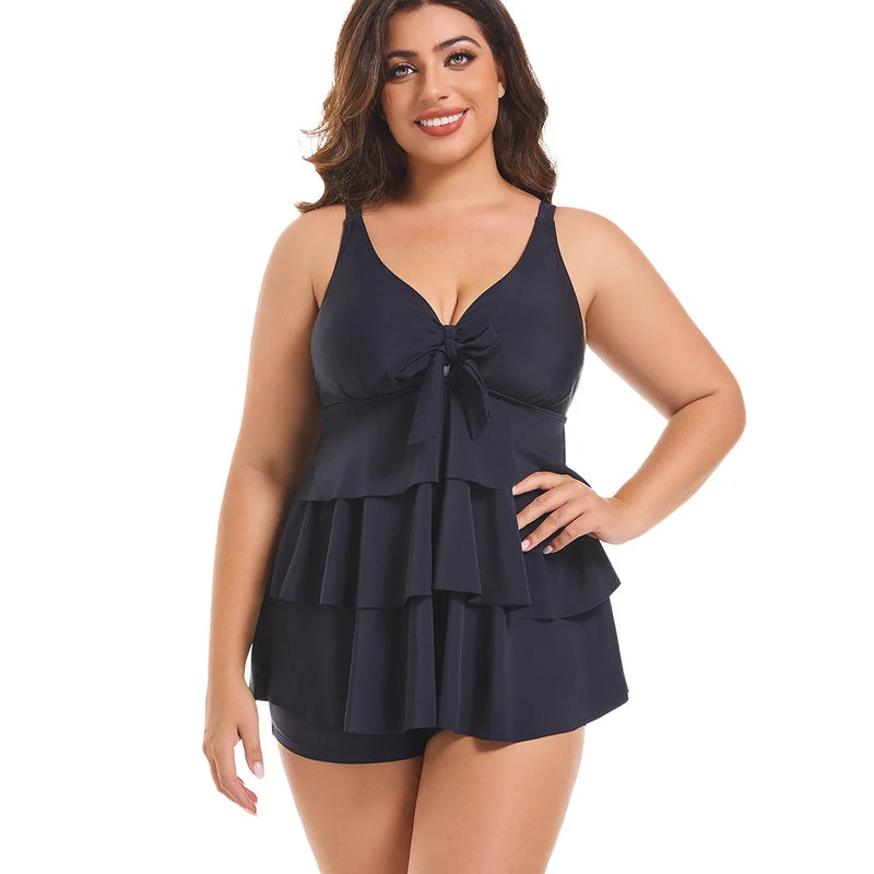 Women's Two Pieces Set Plus Size Tankini Swimsuits Ruffle | SAMAG