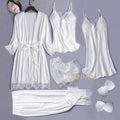 White Silk Pajamas Set Women Bride Wedding Robe Nightgown | SAMAG