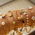 GANPUP 316L Stainless Steel Delicate Pearl Starfish Charms Bracelet For Women Texture Waterproof Wrist - Visuel 5 | SAMAG