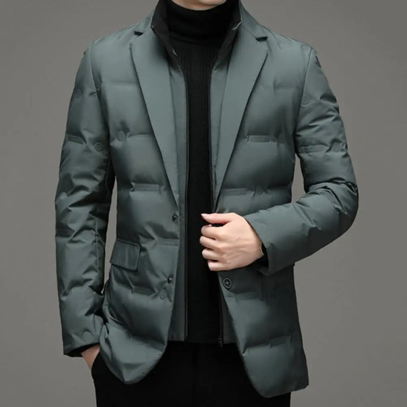 Winter Men's Coldproof Windproof Down Jacket Suit Scarf Collar Simple Down Jacket  Male Clothing