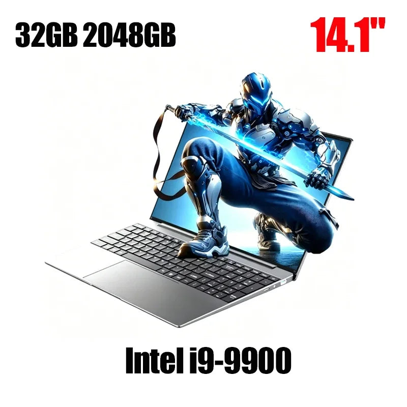 14.1" Gaming Laptop Intel Core I9-9900 32GB+2TB Windows 11 1920x1080 HD Backlit Keyboard Ultra Slim Notebook Computer Office PC