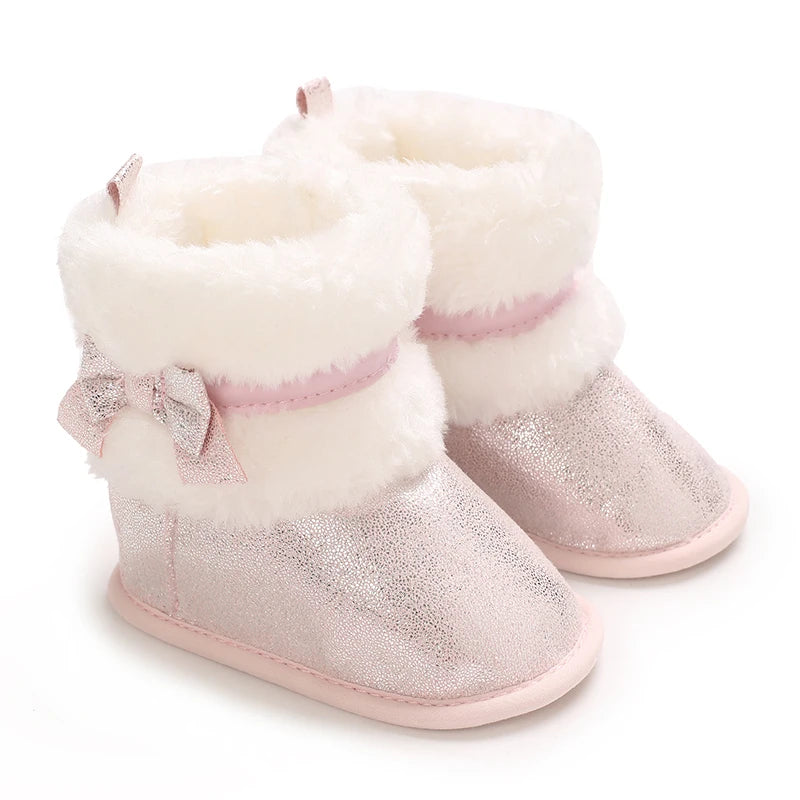 PINK Super Cute Winter Snow Baby Boots Cute Bear Warm Booties For Kids Soft Sole Infant Newborn Toddler Baby Girl Shoes