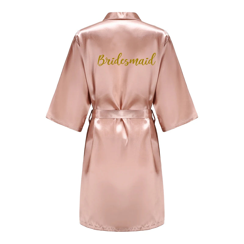 Rose Gold Kimono Satin Women Bathrobe Wedding Sister | SAMAG