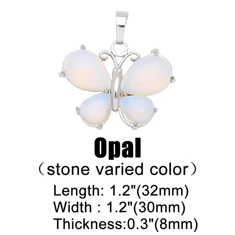 OCESRIO Vintage Natural Stone Butterfly Pendant for Necklace Copper Amethyst Reiki Pendulum DIY Jewelry Making Supplies pdta921