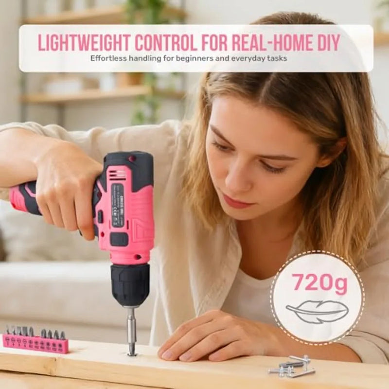 Tool Set with 8V Drill Home DIY Repair and Maintenance, Cordless USB Electric Driver, Hand Kit for Women and - View 4 | SAMAG