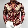 Men's Retro Baroque Printed Satin Silk Shirt Long Sleeved | SAMAG
