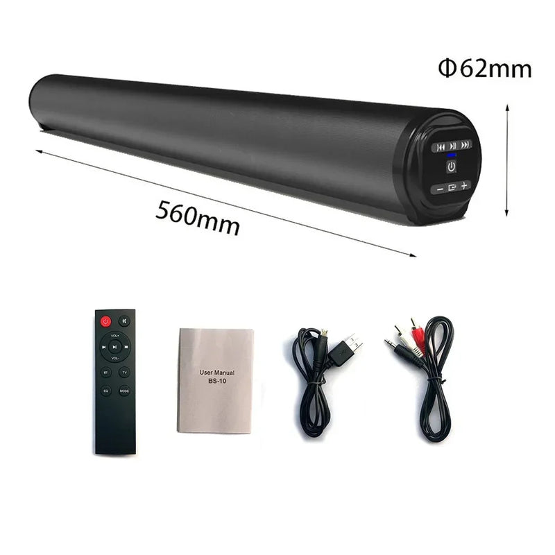 BS-10 TWS Bluetooth 5.0 HIFI Desktop Soundbar Audio System Built-in 4 Speaker Support RCA AUX TF-Card 3D Stereo Surround Sound