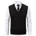 Men's Casual V-Neck Knit Sweater Vest Fashion College Style Men Knitted Sleeveless Vests Jersey