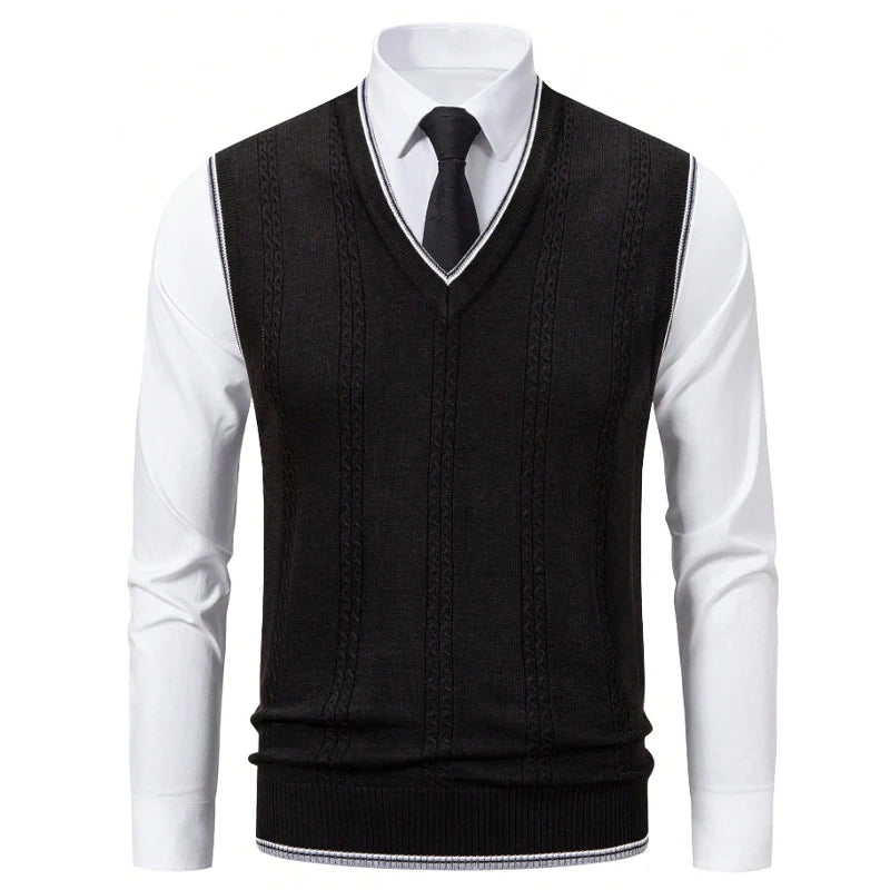 Men's Casual V-Neck Knit Sweater Vest Fashion College Style Men Knitted Sleeveless Vests Jersey