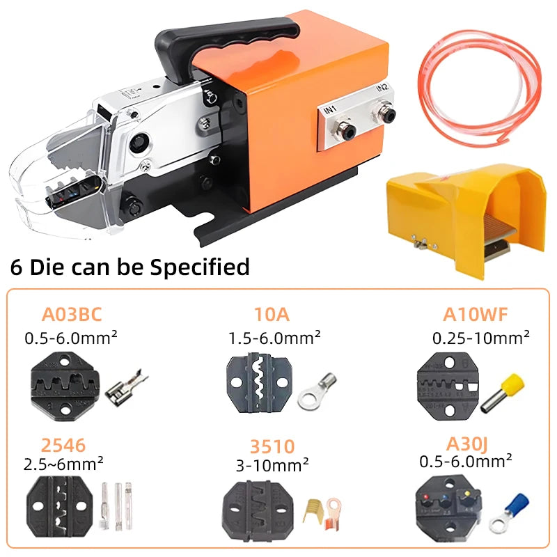 Multi - Function Pneumatic Terminal Crimping Machine with 15 Interchangeable Dies 1.3T Tool for All 0.25 - View 7 | SAMAG