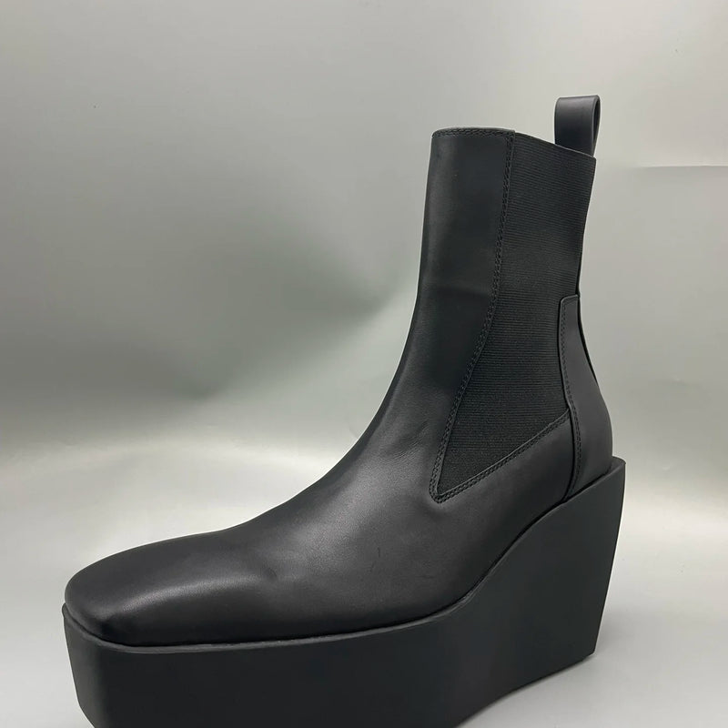 Men's Chelsea Boots Platform High Heels Man Gothic Sneakers Leather Kiss Boots Vintage Trendy Designer Shoes