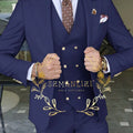 Beige Business Suits For Men Tuxedos Gold Buttons Groom Groomsman Prom Wedding Party Formal 3 Pieces Sets - View 19 | SAMAG