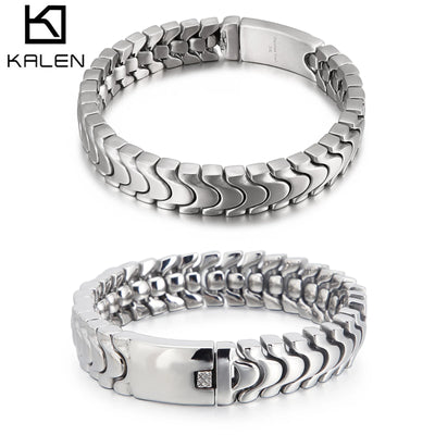 12mm Centipede Line Link Chain Bracelet - Stainless Steel 316L - KB125391 - BDJX | SAMAG