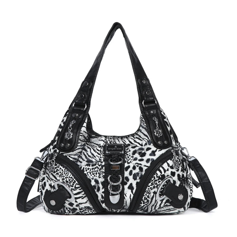 Angelkiss Women Handbags Leopard Bag Top-handle Handbag Fashion Satchel Dumpling Pack Shoulder Bag Tote Bag Hobos Large Purse