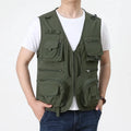 Men Work Vest 2025 Summer New Solid Colour Multi-pocket Casual Loose Waistcoat Fishing Photography Coat Man Sleeveless Jacket