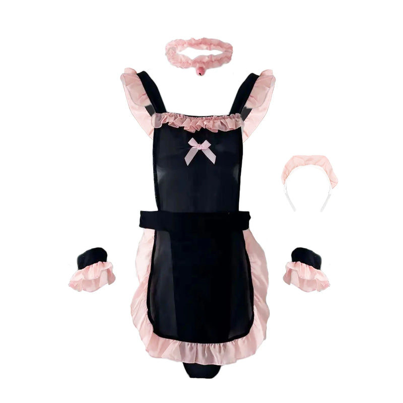 Sexy Erotic Lingerie Cute Male Servant Waiter Uniform Set Men Temptation Cosplay Bell Underwear Apron Adult Porno Sets Halloween