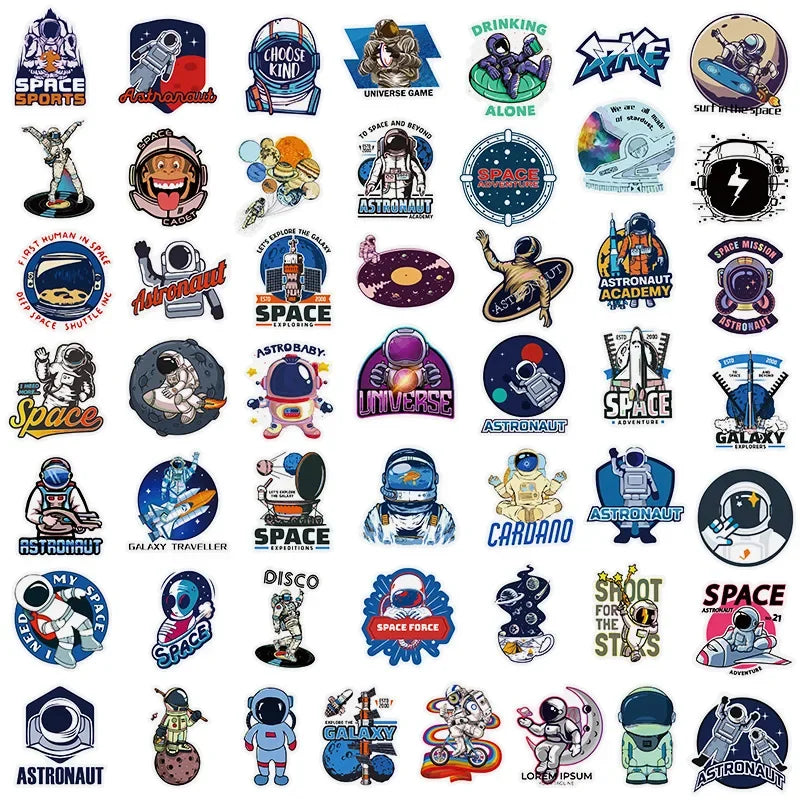 10/25/ Outer Space Graffiti Stickers Cartoon Astronaut - View 2 | SAMAG
