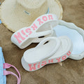 Women's Summer Fashion EVA Platform Slippers Wedge Heel Sandals Letter Print Thick Bottom Non-Slip Beach Slides