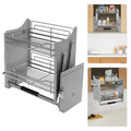 Dark Grey 2-Tier Pull-Down Dish Rack Space-Saving Cabinet Pull-Down Shelf 56.2x28x56cm/22.13x11.02x22.05in Kitchen Storage Organizer