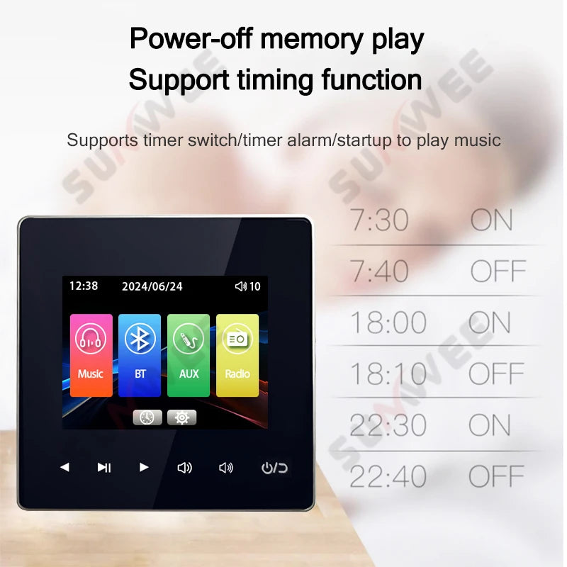 Mini wall amplifier Background music player Bluetooth sound control panel home audio amplificador with ceiling speaker