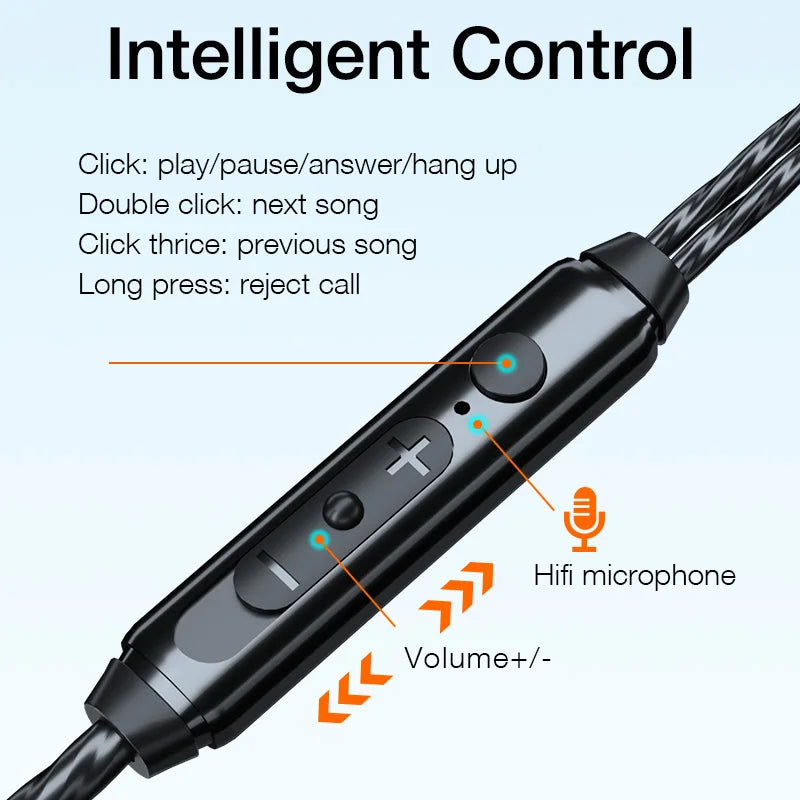 EARDECO Wired Headphones With Microphone Wire-Controlled Wired Earphone In-Ear Headphones Sport Earphones Gaming Headset Bass