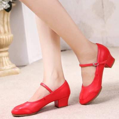 Women Dance Shoes Soft Sole Mid Heel Square for Adults | SAMAG