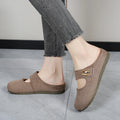 Free Shipping Women's Suede Mary Jane Mules,Casual Backless Flat Clogs,Comfortable Slip-on Slippers,Retro Minimalist Daily Shoes