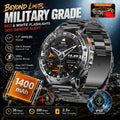 2026 New Military TANK 1400mAh Battery Smart Watch IP68 Waterproof LED Flashlight Heart Rate Sports tracker SOS Smart Watch Men