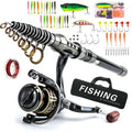 Carbon Fiber Telescopic Fishing Rod Reel Combo Full Kit With Simulated Lures Portable Travel Sea Fishing Set For Freshwater Salt