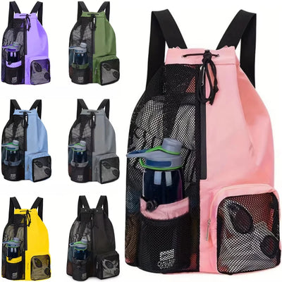 Mesh Backpack, Swimming Drawstring Bag, with Wet Pocket | SAMAG