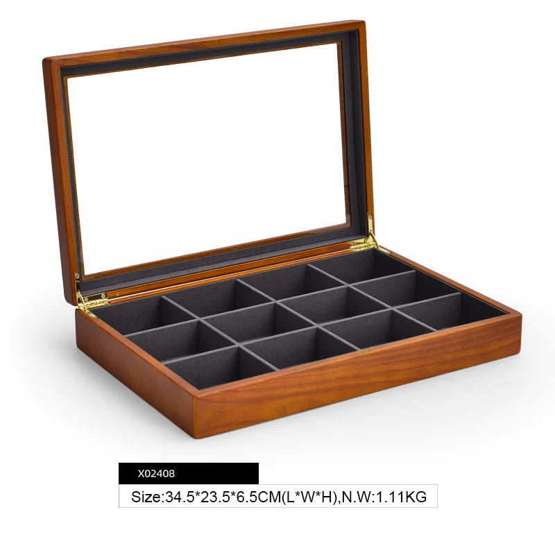 Oirlv Wooden Jewelry Box Retro Jewelry Display Ring Necklace Earring Bracelet Box Multi Jewelry Storage Organizer Display Case