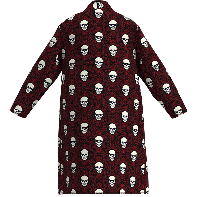 2026 New Men's Home Pajamas Sushi Red Skull Digital Full Print Casual Bathrobe Spring and Summer Thin Quick-drying Home Robes wi