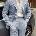 BYLUNTA Mens Suit 2 Piece Slim Fit Stripe Suits Tuxedo Blazer Jackets Pants Set Summer Beach Wedding Outfit for Mennt)