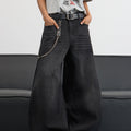 UP.THE Men's Black Baggy Wide Leg Jeans, Y2K Hip Hop | SAMAG