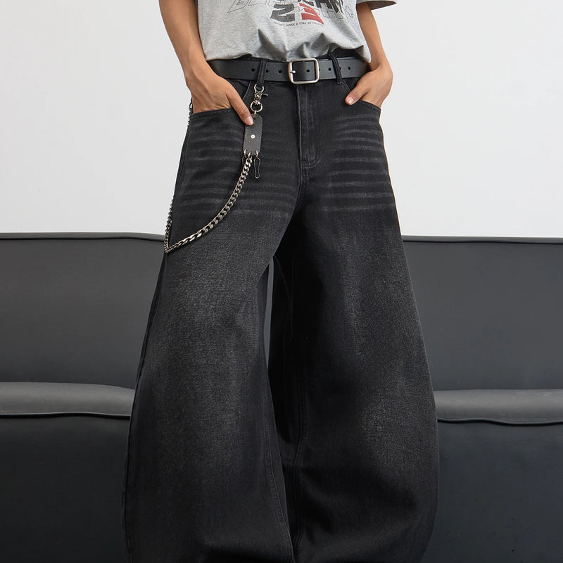UP.THE Men's Black Baggy Wide Leg Jeans, Y2K Hip Hop | SAMAG