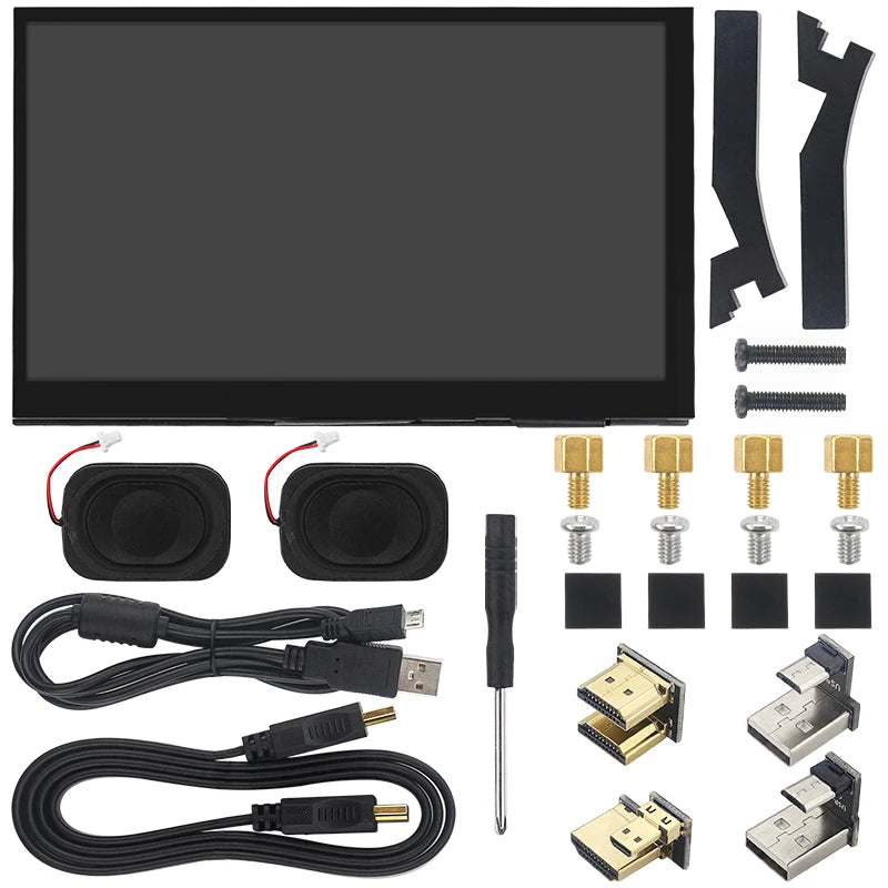 7 Inch Portable Display IPS LCD Capacitive Touch Screen 1024x600 Monitor Optional Speakers for Raspberry Pi Laptop PC