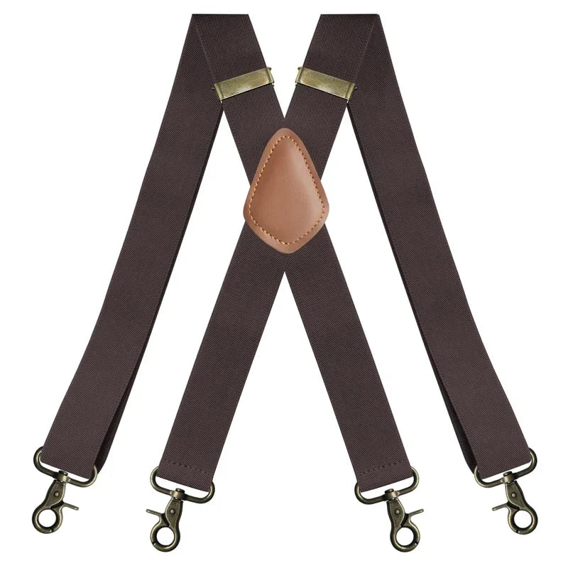 Deepeel 3.5*120cm Men's Adult Suspender X - Type Braces 4 Clips Hook Buckles Adjust Strap Elastic Belt - Visuel 14 | SAMAG