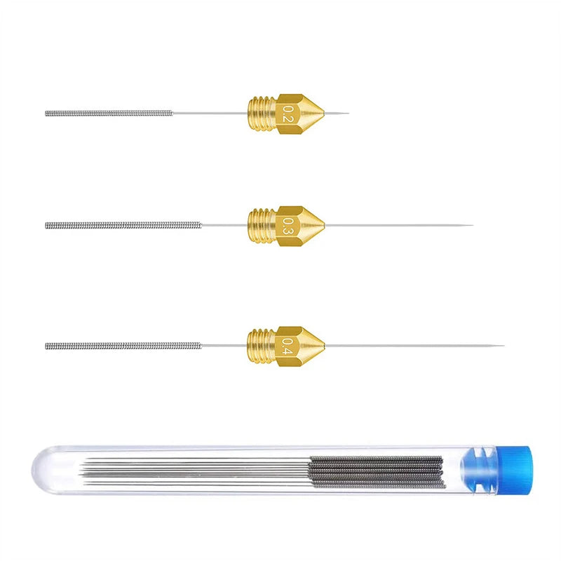 10Pcs Stainless Steel Nozzle Cleaning Needles 0.2mm 0.3mm 0.4mm 0.5mm 0.6mm 0.8mm 1.0mm Drill Bits 3D Printer Parts Accessories