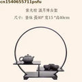Miniature Ebony Decorative Shelf Coffee Tea Sets Wood Pedestal Figurines Vase Flower Pot Circular Decor Frame Bonsai Plant Rack