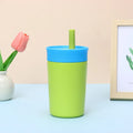 Tumbler 12oz Insulated Water Bottle Double-Layer with Straw Thermos Bottle Stainless Steel Bright Color Thermal Mug Kids