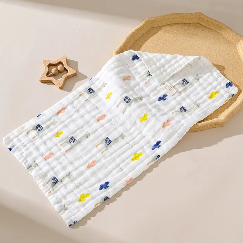 Gauze six-layer small towel pure cotton Class A baby gauze face towel burp towel seersucker bath towel saliva towel