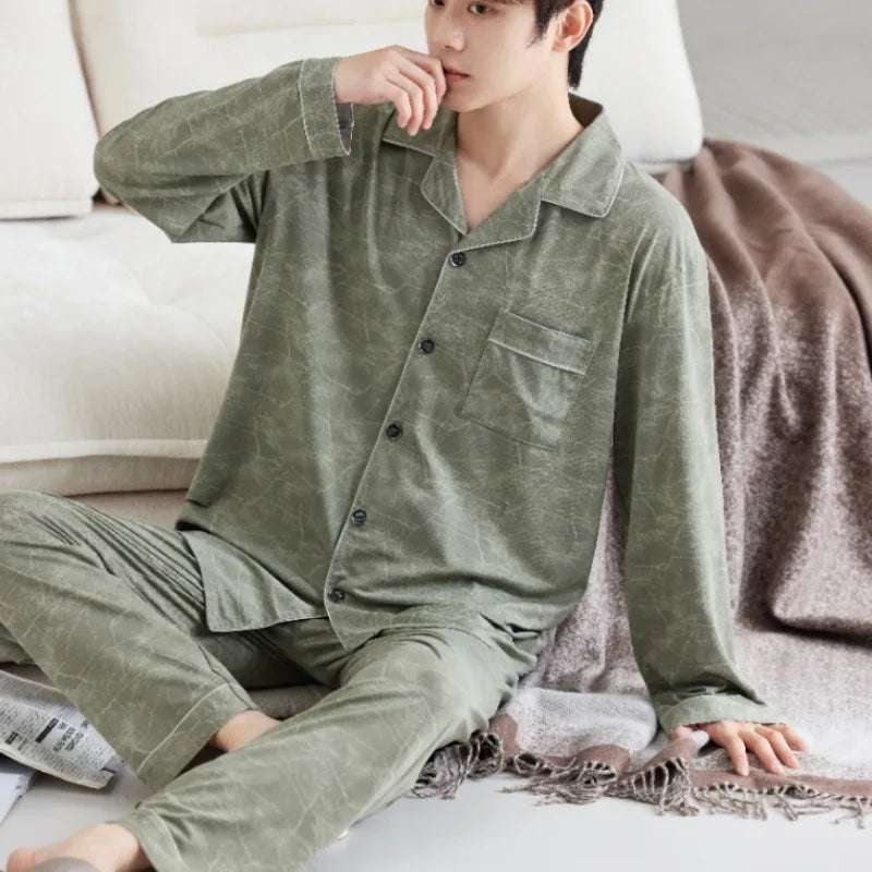 Pajama long sleeved comfortable men's spring and autumn | SAMAG