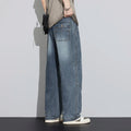 Japanese Style Textured Grid Men's Jeans Plus Size Loose | SAMAG