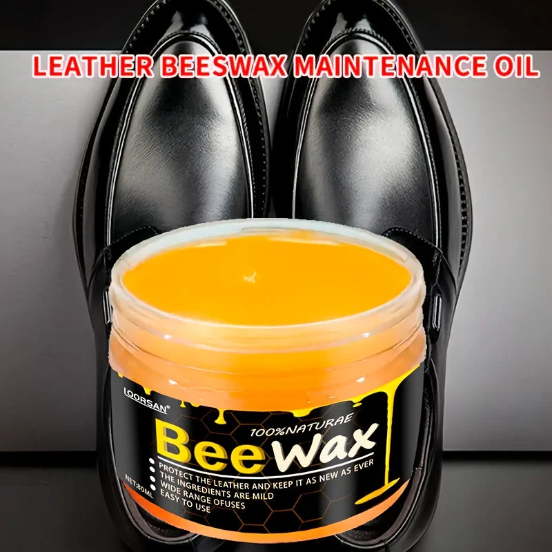 LOORSAN 80ml New Universal Beeswax Shoe Polish Kit - Quick Shine, Deep Nourishment, All Colors, Easy, Long-lasting Protection