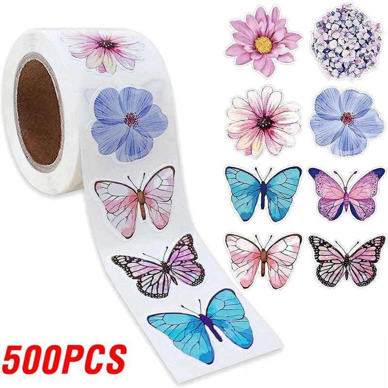 100-500pcs Butterfly Flower Sticker 8 Design Colorful Butterfly Decals Cute Stickers Party Decoration Scrapbook Stationery