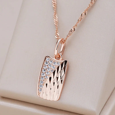 Kinel Hot Square Pendant Necklace For Women 585 Rose Gold | SAMAG