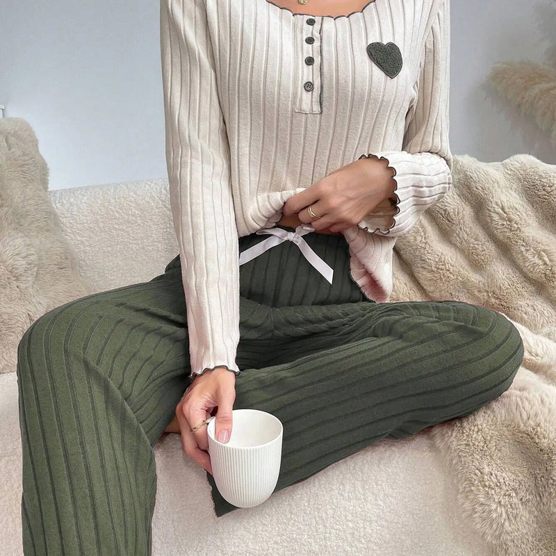 Women Autumn Winter Sleepwear Casual Long Sleeve Heart | SAMAG