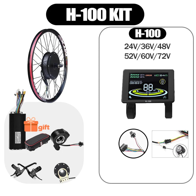 48V52V 2000W Electric bike Conversion Kit Brushless Gearless Rear hub Motor Wheel 20-29inch 700C MTX39 Rim for E Bike Kit