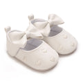 VALEN SINA 0-18 Months Newborn Girl White Baptism Shoes Bow Non-slip Rubber Soft-Sole Flat PU First Walker Mary Janes